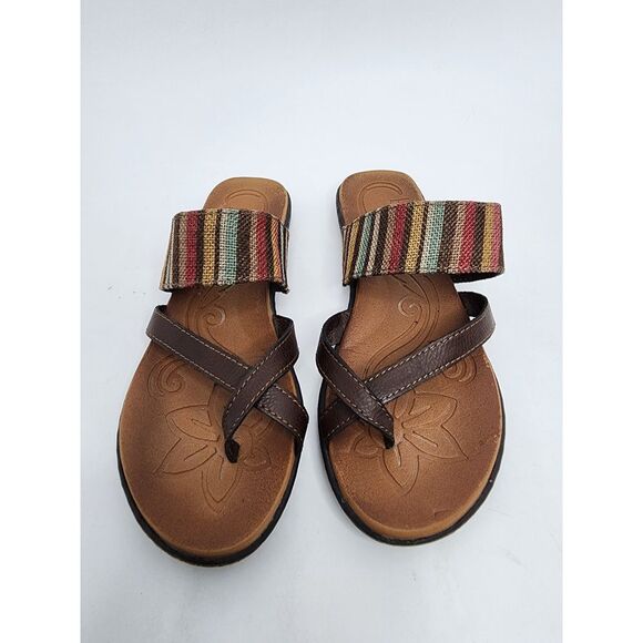 B.O.C. Born O Concept Brown Thong Slip on Striped Sandal‎ Size 6 - Picture 2 of 10